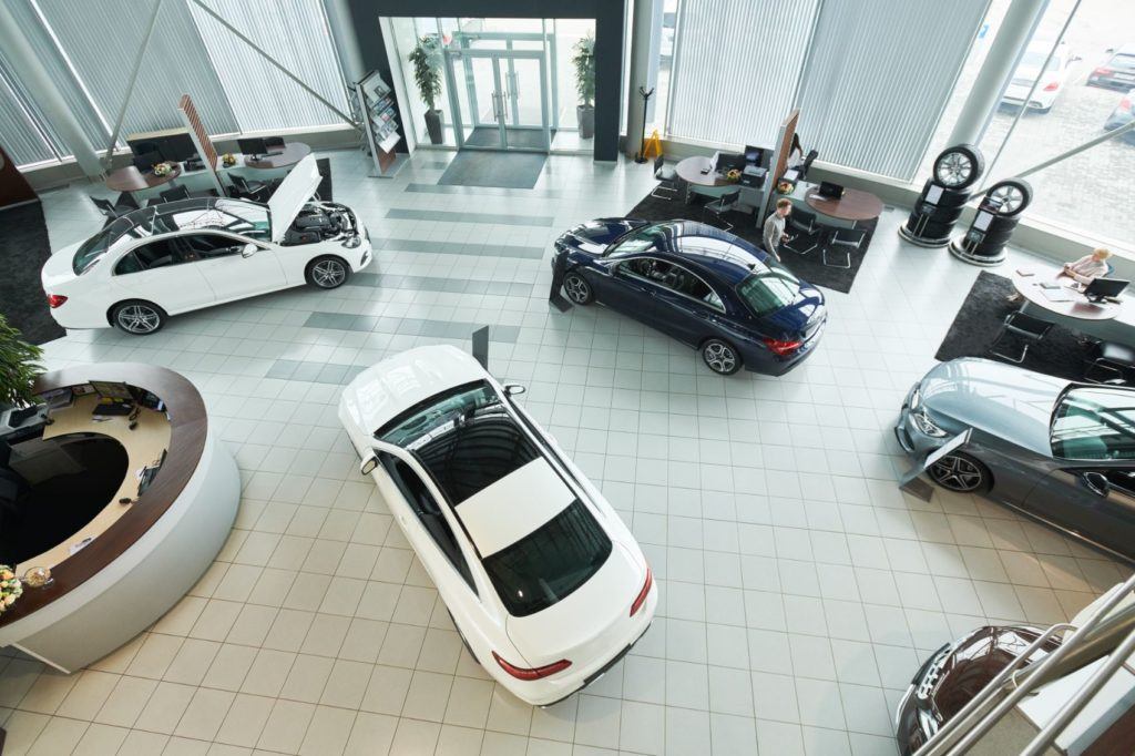 Dealership showroom.