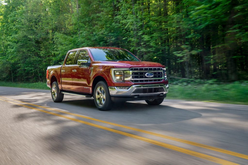 2021 Ford F-150 on the open road.