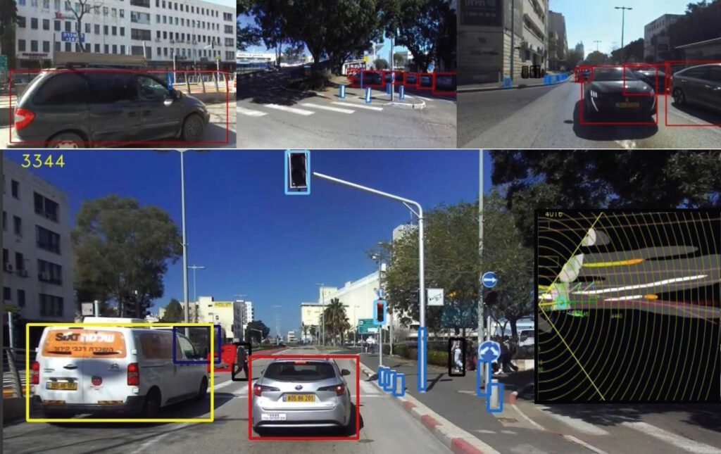 This graphic, provided by Imagry, shows the Perception stage and the map generated in the Motion Planning stage.